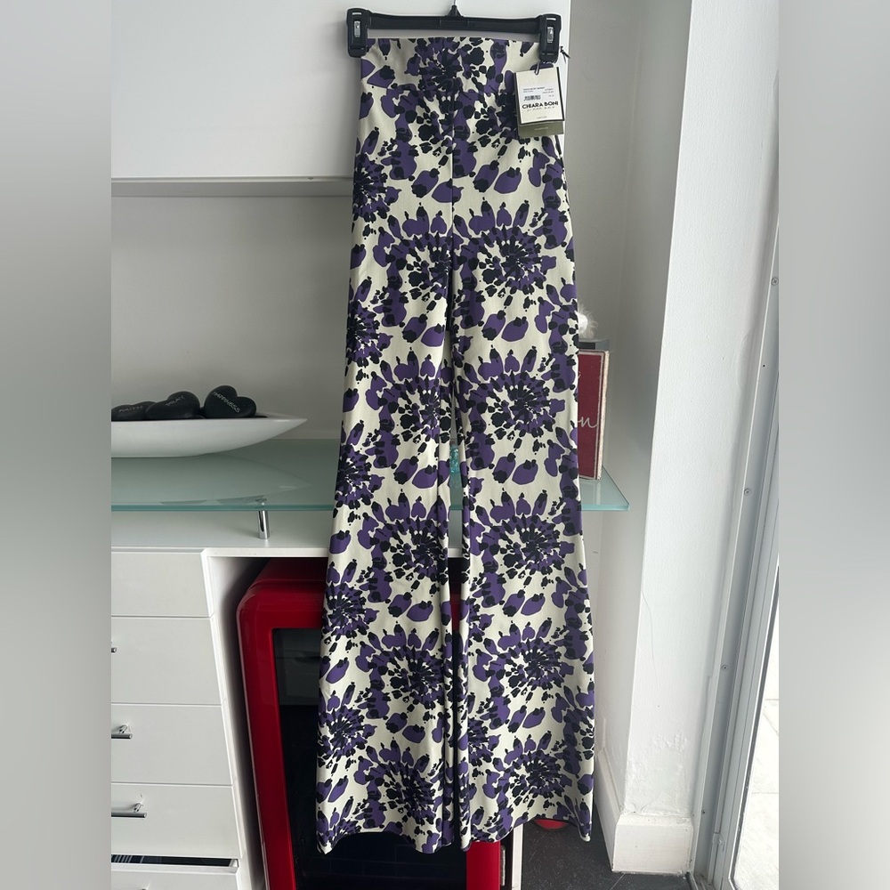 Chiara Boni La Petite Robe RARE purple modern flower flare pants 38/2 size 0